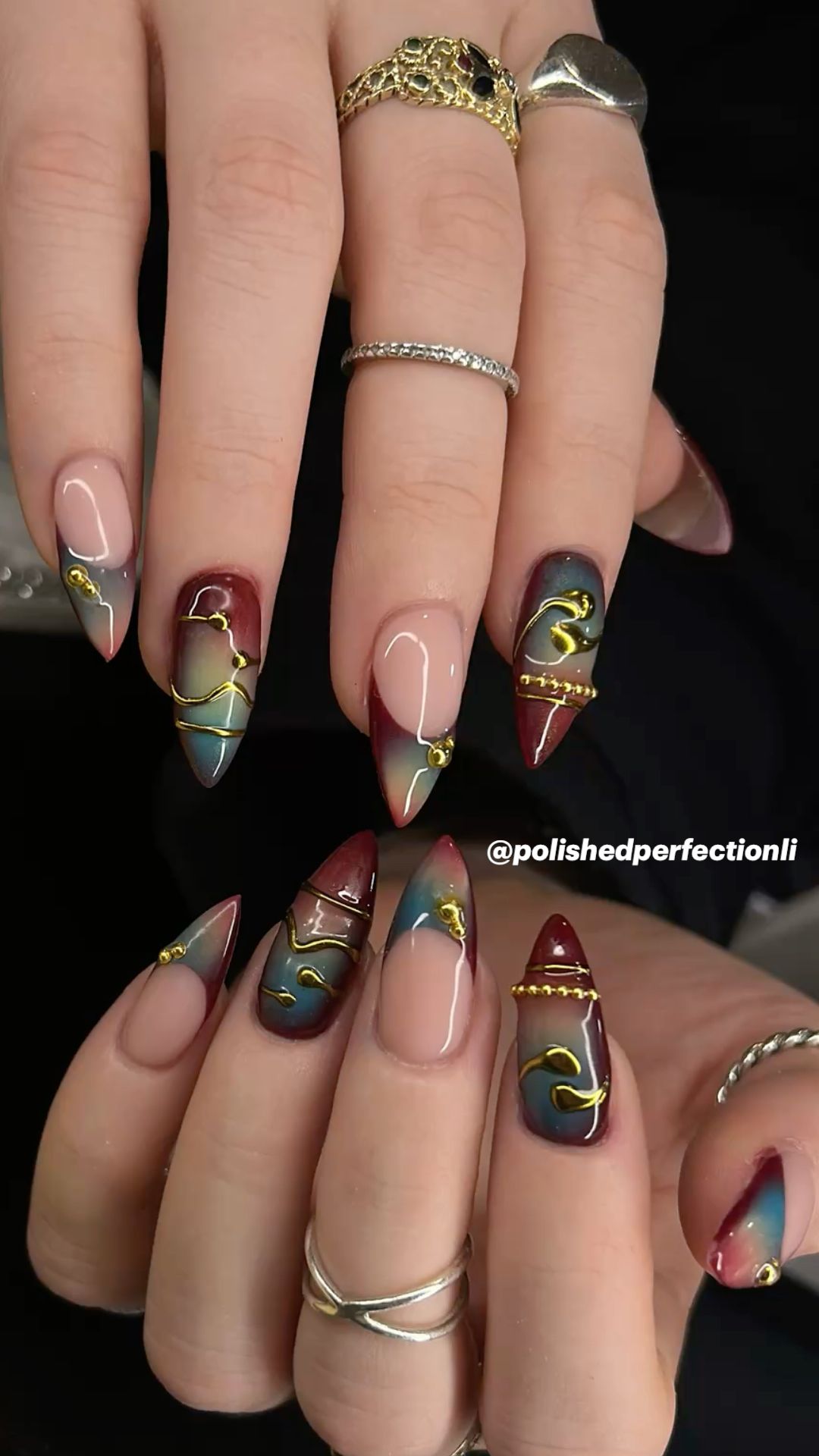 Hand with elegant nail art by Jas